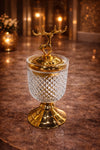 Al Ayyal Crystal & Gold Stag Goblet Table Incense Burner