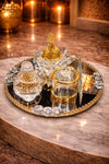 Al Safa Crystal & Gold Lotus Table Incense Burner Set