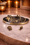 Jabal Bronze Mountain Pond Backflow Table Incense Burner Set