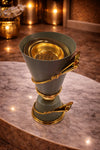 Naseem Wrapped Trophy Table Incense Burner – Sage Green & Gold