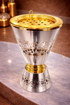Nujoom Star Lattice Hourglass Table Incense Burner – Silver & Gold