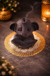 Tembo Grey Clay Elephant Head Leaf Table Incense Burner