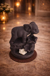 Tembo Star & Bloom Grey Clay Elephant Table Incense Burner