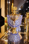 Warda Crystal Lotus Table Incense Burner – Sapphire Blue Crystal & Gold