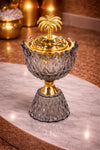 Warda Crystal Lotus Table Incense Burner – Smoke Grey Diamond Crystal & Gold