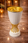 Zahara White & Gold Wire-Weave Chalice Table Incense Burner