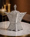 Zahir Silver Embossed Tulip Star Table Incense Burner