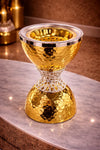 Zain Hammered Hourglass Table Incense Burner – Hammered Gold & Silver Lattice