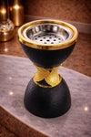 Zain Hammered Hourglass Table Incense Burner – Matte Black & Gold Petal